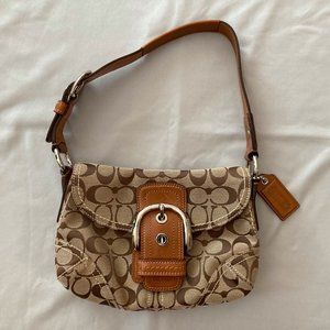 Coach Logo Shoulder Bag Hobo Brown Strap